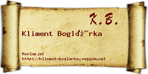 Kliment Boglárka névjegykártya